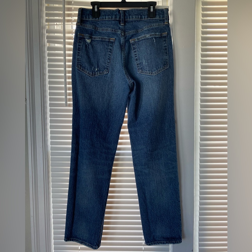 GAP Cheeky Straight High Rise Medium Wash Button-Fly Denim Distressed Jean 2/26” - Picture 8 of 13